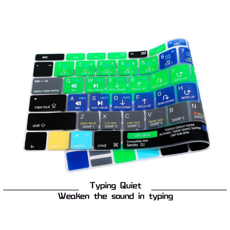 HRH Serato DJ Hotkey Silicone Keyboard Cover Skin for MacBook Pro 13" A1708 A1988 No Touch Bar 2018 2017 2016 Release and for MacBook 12" A1534 (2015)&A1931(2018) USA Layout Protective Skin - Image 2